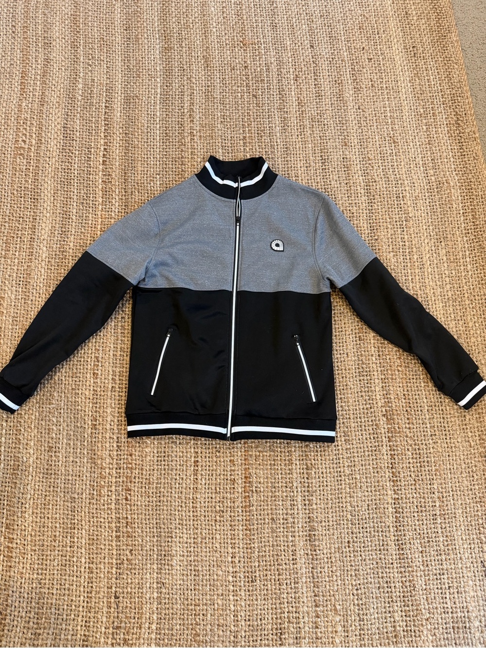 Akademiks Black and Gray Zip-Up Track Sweater